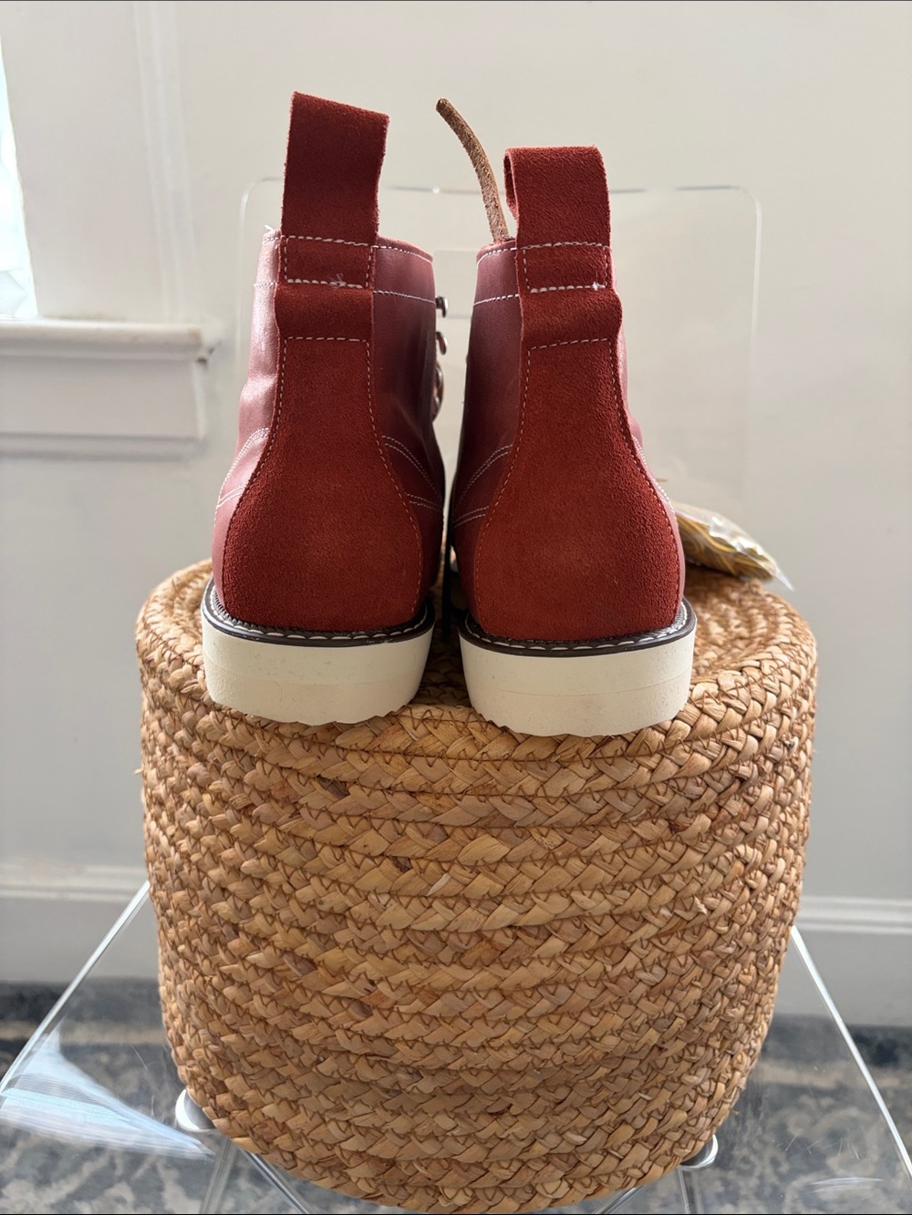 New adidas Men's Maroon Lace-Up Boots with White Sole - Picture 3 of 8